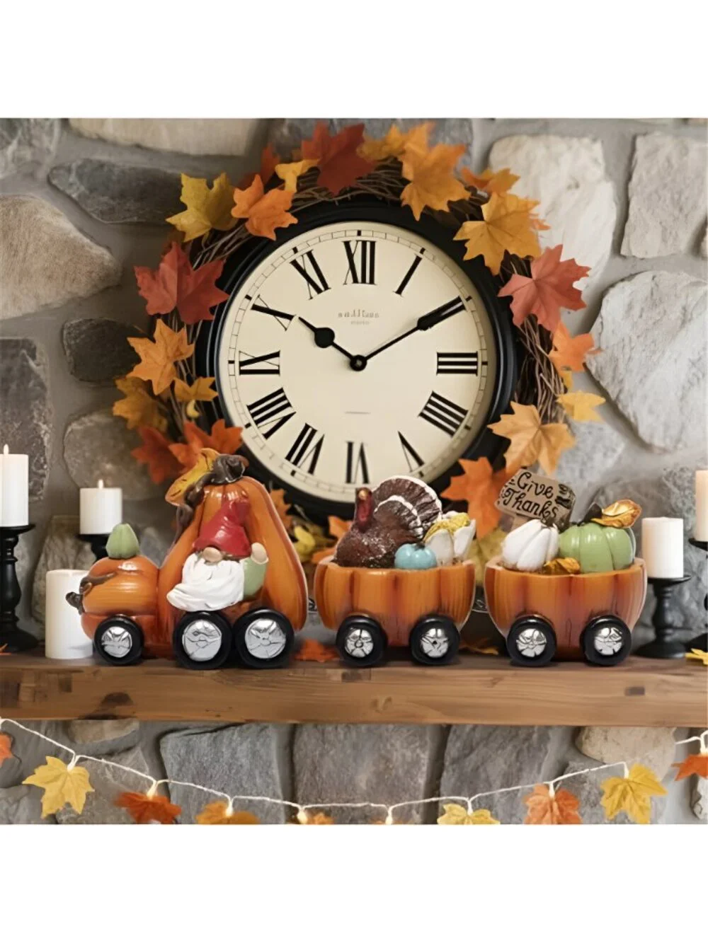 Fall Pumpkin Train Decoration Indoor,Thanksgiving Gnome Centerpiece